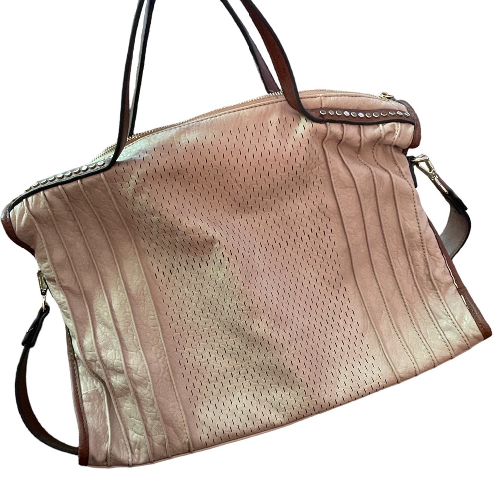 VIETA Fashion Bag cream and brown leather handle Oversized purse 👜New w/o tags